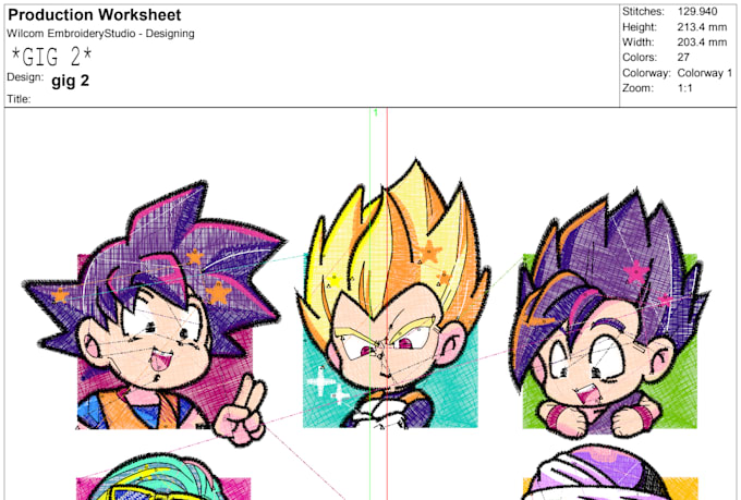 embroidery digitizing anime into dst pes jef